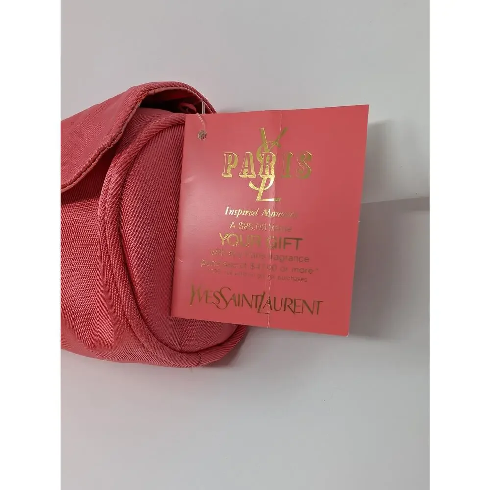 Vintage YSL Yves Saint Laurent Paris Make-Up‎ Pouch Peach Dead-Stock NEW Nylon